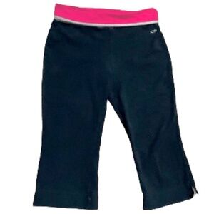 Champion Black, Pink & White Fold-over Stretchy Exercise Capris Sz S